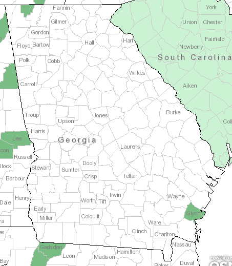 The Georgia range of Asclepias viridis